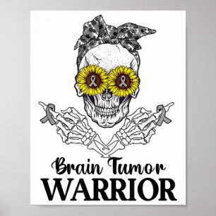 Skull Brain Tumour Warrior Grey S Cancer Awareness Poster