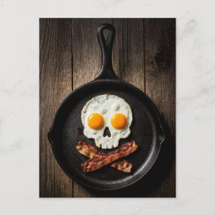 Skull Breakfast – Dark Food Humor Art Postcard