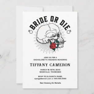 Skull Bride or Die Gothic Bachelorette Party Invitation