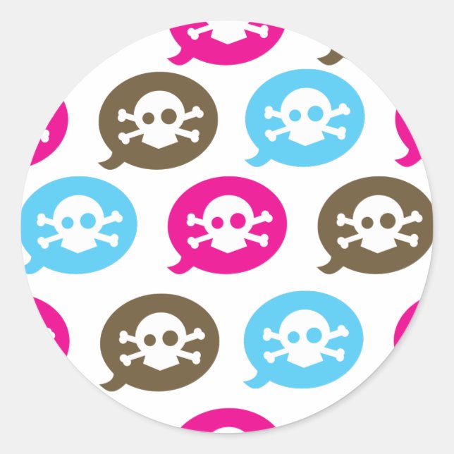 Skull Bubbles Classic Round Sticker (Front)