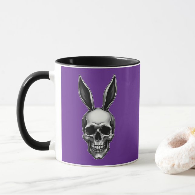 Skull Bunny – Dark Gothic Easter - caneca Mug (With Donut)