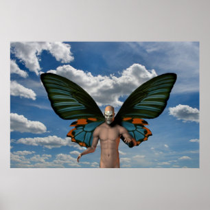 Skull Butterfly Poster