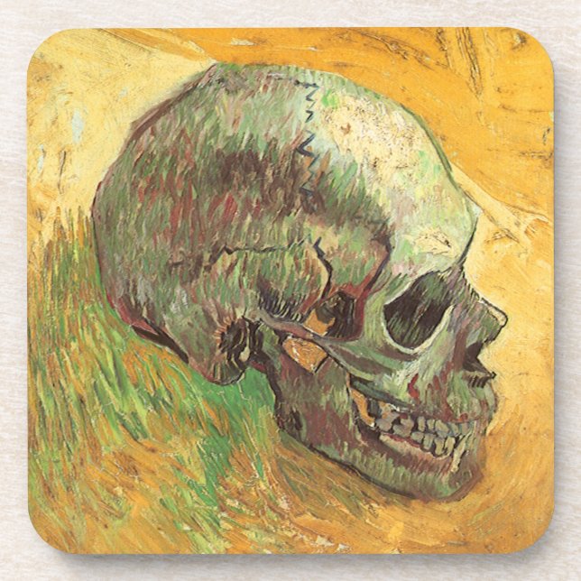 Skull by Vincent van Gogh, Vintage Impressionism Coaster (Front)
