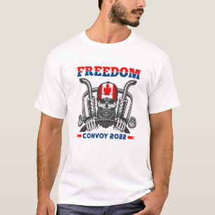 Skull Canadian Trucker Canada Flag Freedom Convoy T-Shirt