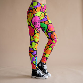 Skull Candy Pattern Halloween Leggings Yoga Pants