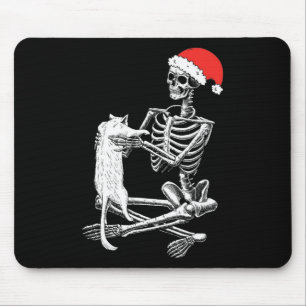 Skull Cat Christmas Mouse Pad