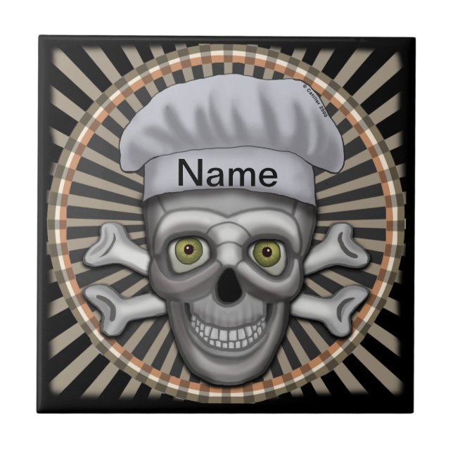 Skull Chef Ceramic Tile (Front)
