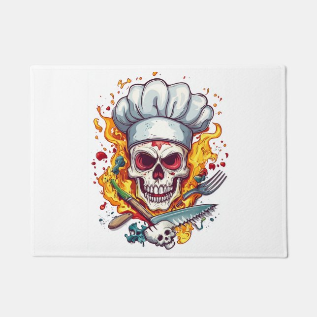 Skull Chef Kitchen Master Doormat (Front)