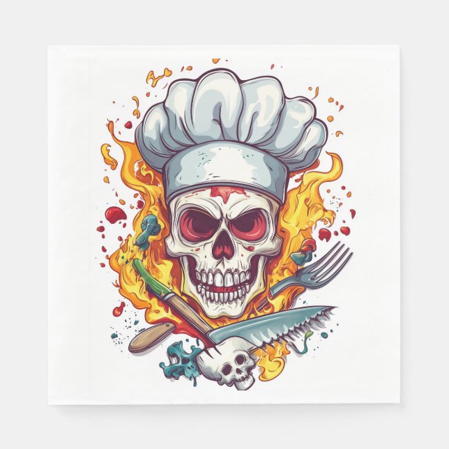 Skull Chef Kitchen Master Napkin (Front)