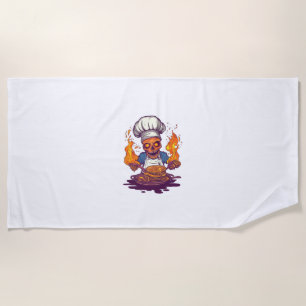 Skull Chef Madness – Funny Cooking Skeleton Beach Towel