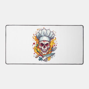 Skull Chef Madness � Funny Cooking Skeleton Desk Mat
