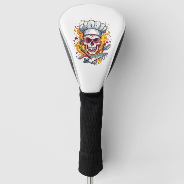 Skull Chef Madness � Funny Cooking Skeleton Golf Head Cover (Front)