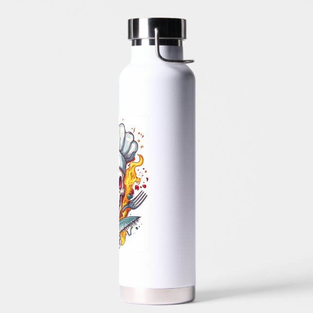 Skull Chef Madness � Funny Cooking Skeleton Water Bottle (Left)