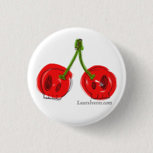 skull cherries 3 cm round badge