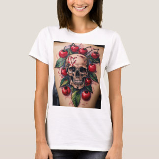 Skull Cherries Tattoo: A Bold Blend of Beauty and  T-Shirt