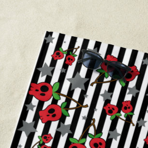 Skull Cherry Beach Towel