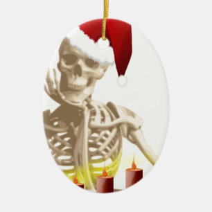 skull christmas ceramic ornament