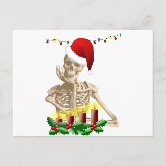 skull christmas holiday postcard (Front)
