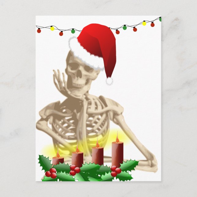 skull christmas holiday postcard (Front)