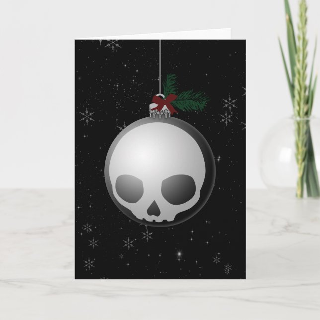 Skull Christmas Ornament Graphic Holiday Card (Front)