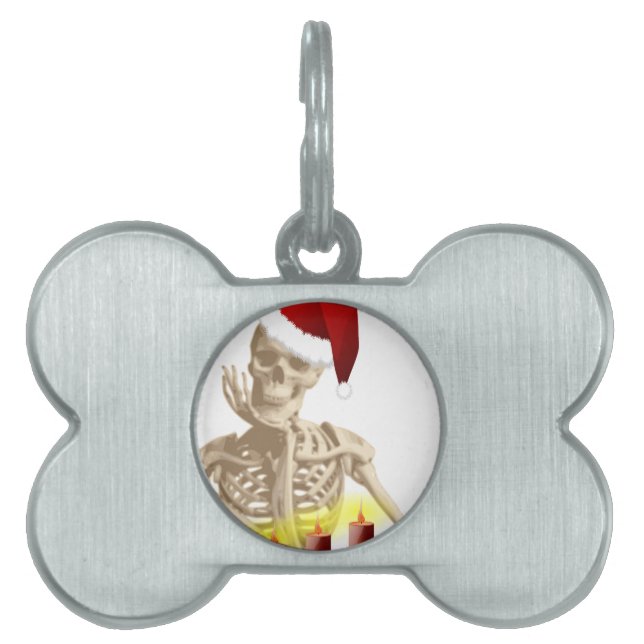skull christmas pet name tag (Front)