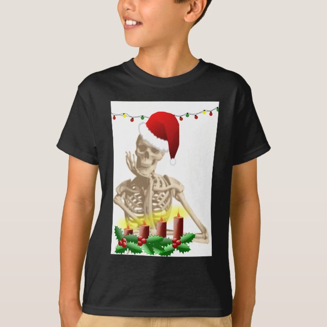 skull christmas T-Shirt (Front)