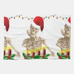 skull christmas tea towel