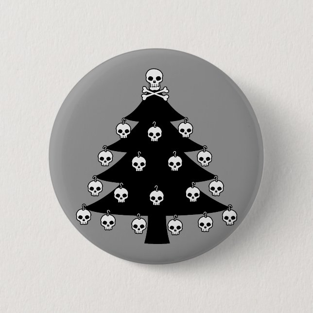 Skull Christmas Tree 6 Cm Round Badge (Front)