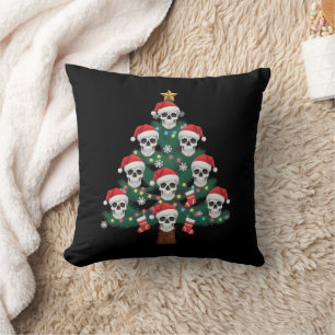 Skull Christmas Tree Pajama Cool Skeleton Santa Cushion