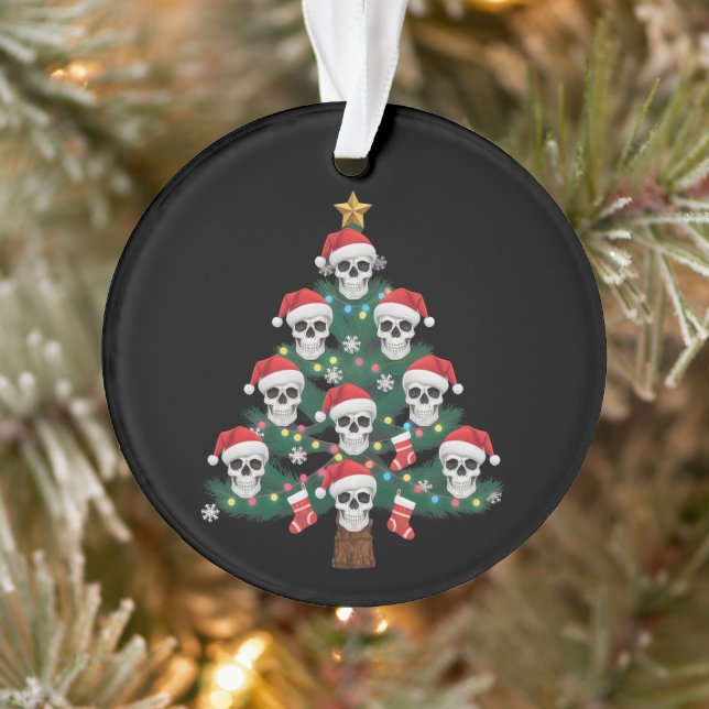 Skull Christmas Tree Pajama Cool Skeleton Santa  Ornament (Tree)