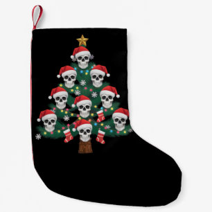 Skull Christmas Tree Pajama Cool Skeleton Santa  Small Christmas Stocking