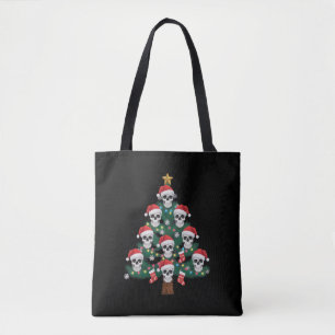 Skull Christmas Tree Pajama Cool Skeleton Santa Tote Bag