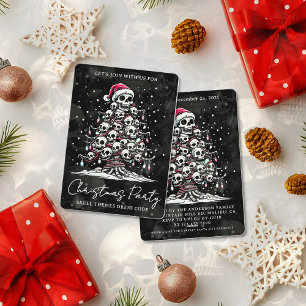 Skull Christmas Tree Pajama Skeleton Santa Hat Invitation