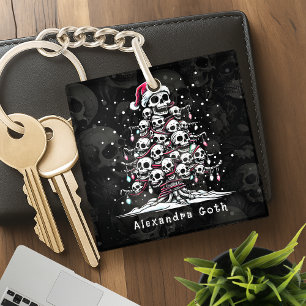 Skull Christmas Tree Pajama Skeleton Santa Hat Key Ring