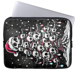 Skull Christmas Tree Pajama Skeleton Santa Hat Laptop Sleeve