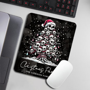 Skull Christmas Tree Pajama Skeleton Santa Hat Mouse Pad