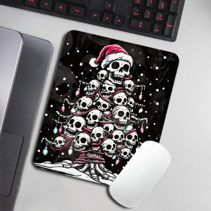 Skull Christmas Tree Pajama Skeleton Santa Hat Mouse Pad