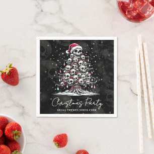 Skull Christmas Tree Pajama Skeleton Santa Hat Napkin