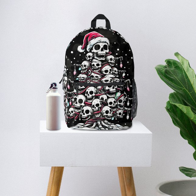 Skull Christmas Tree Pajama Skeleton Santa Hat Printed Backpack (Creator Uploaded)
