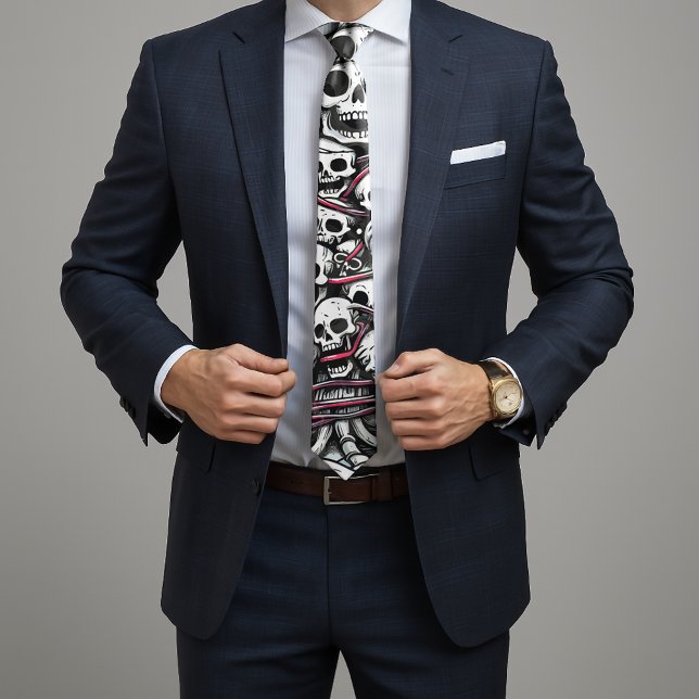 Skull Christmas Tree Pajama Skeleton Santa Hat Tie (Creator Uploaded)