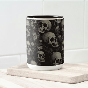 Skull Christmas Tree Pajama Skeleton Santa Hat Two-Tone Coffee Mug