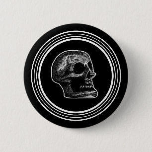 SKULL - Circle Black & White 6 Cm Round Badge