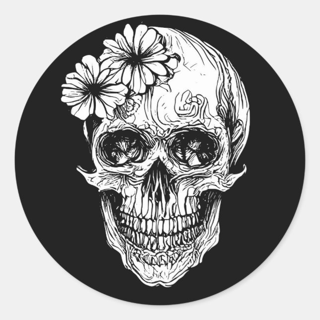 skull classic round sticker (Front)