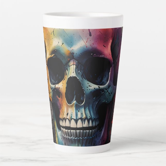 Skull colored head latte mug (Front)