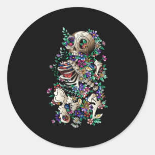 skull colorful decoration floral classic round sticker