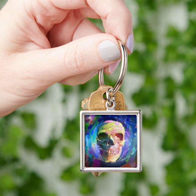Skull colourful painting key ring (Hand)