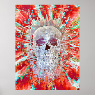 Skull Colourful Pop Art Psychedelic Surreal Artwor Poster