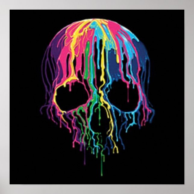 Skull colours black light  poster (Front)