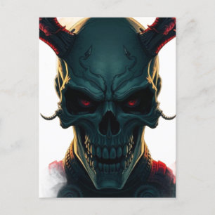 Skull Comics Style Illustration Fantasy Art Postcard