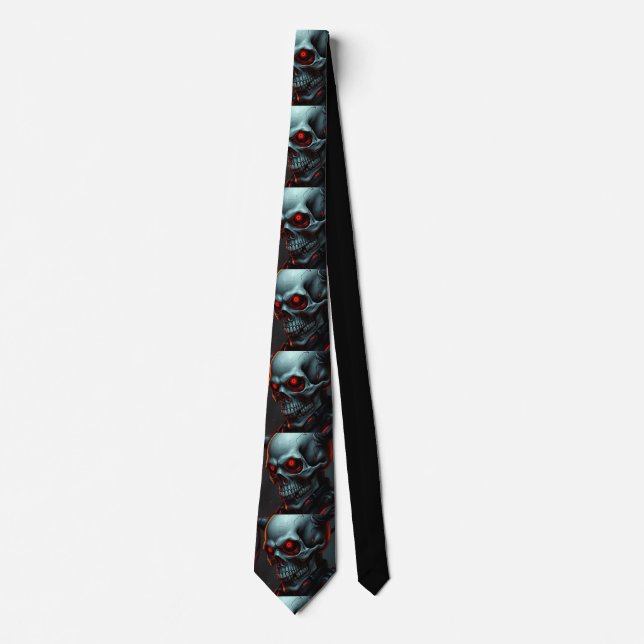 Skull Comics Style Illustration Fantasy Art Tie (Front)